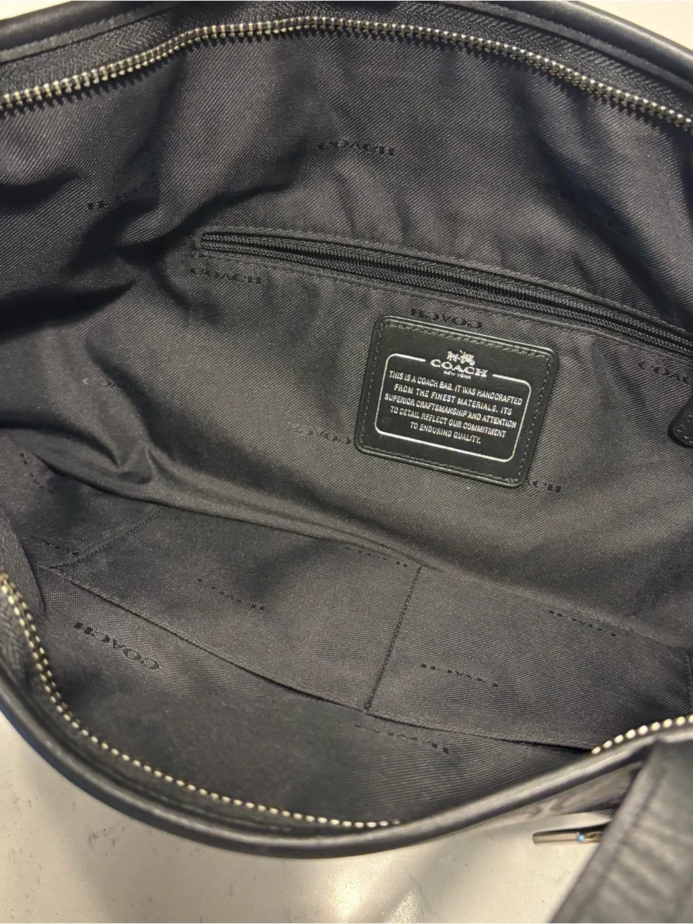 Coach Black Signature Jacquard Tote with Leather Handles - Picture 2 of 2